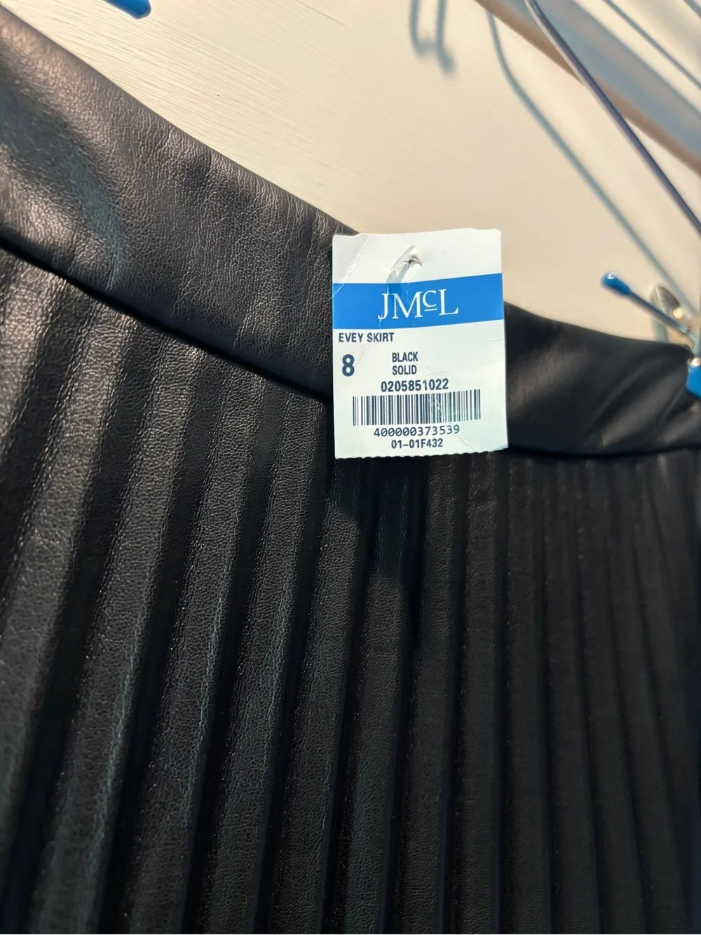 J. McLaughlin Black Pleated A-Line Faux Leather Skirt